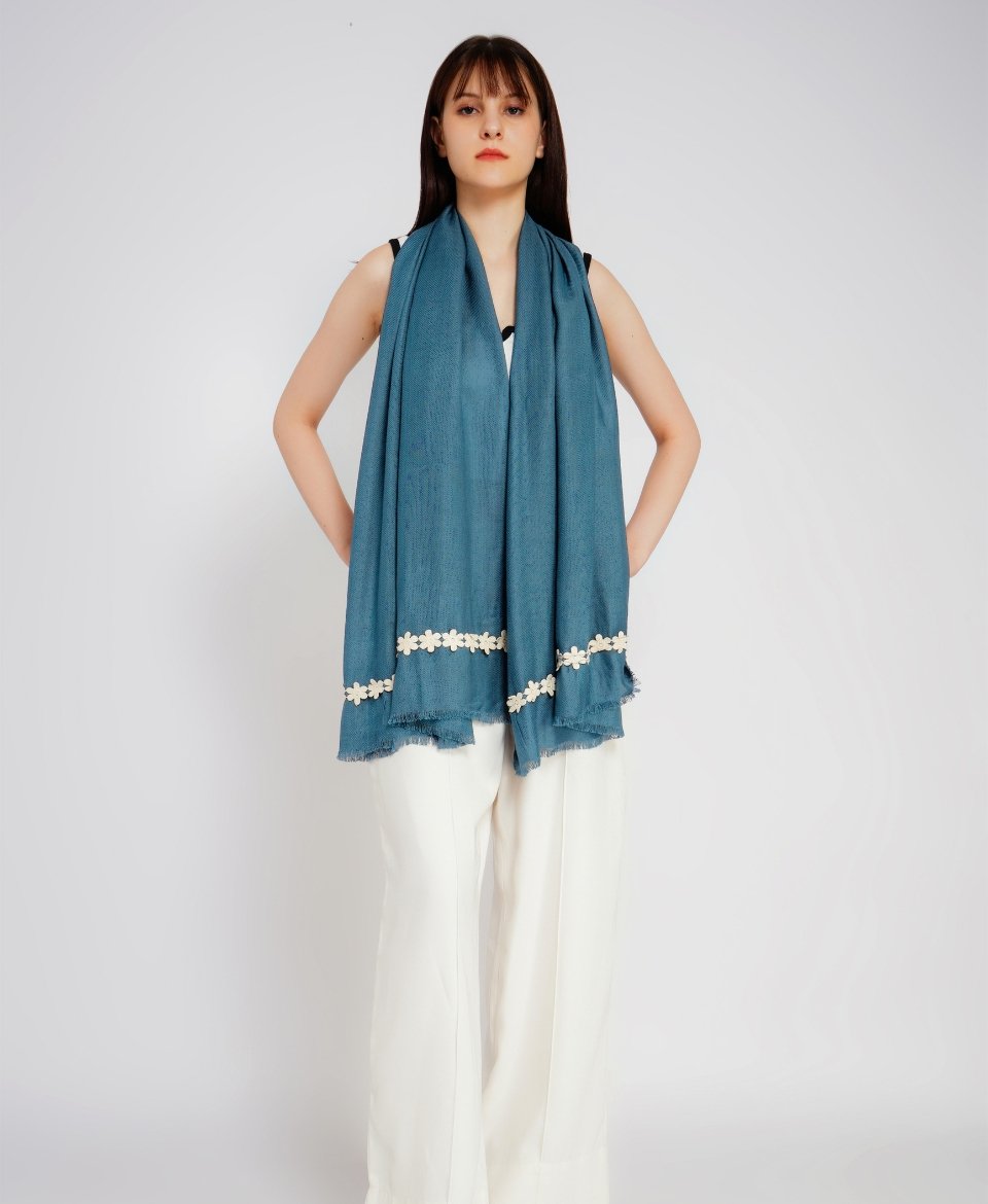 Deep Teal Lace Scarf - Image 3