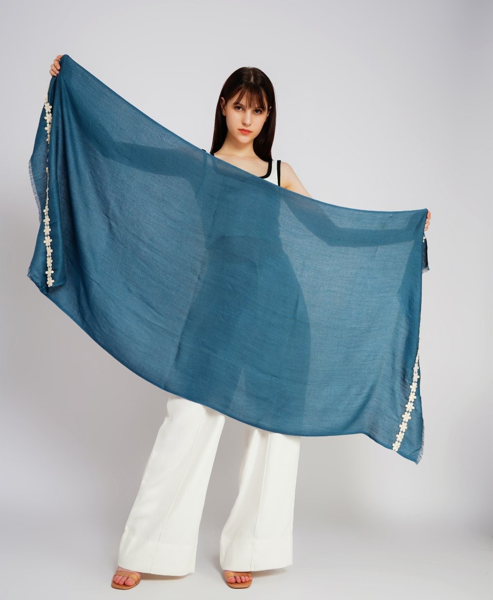 Deep Teal Lace Scarf - Image 6
