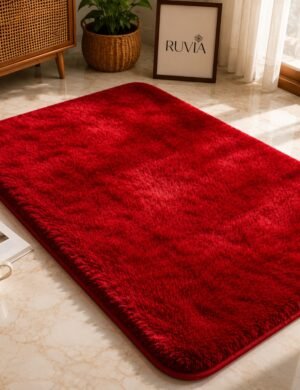 Rabbit Fur Rugs Red