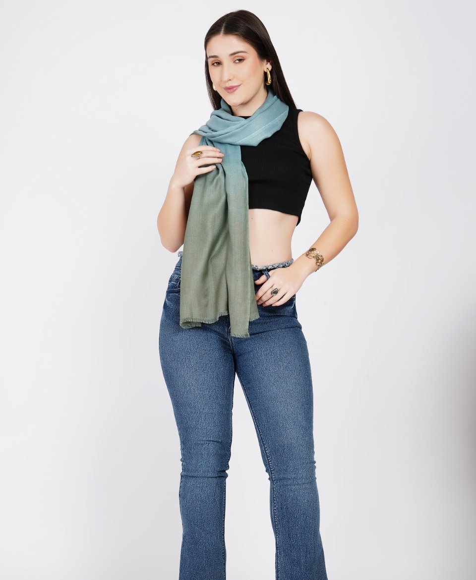 Aqua Mist To Olive Ombre Scarf - Image 3