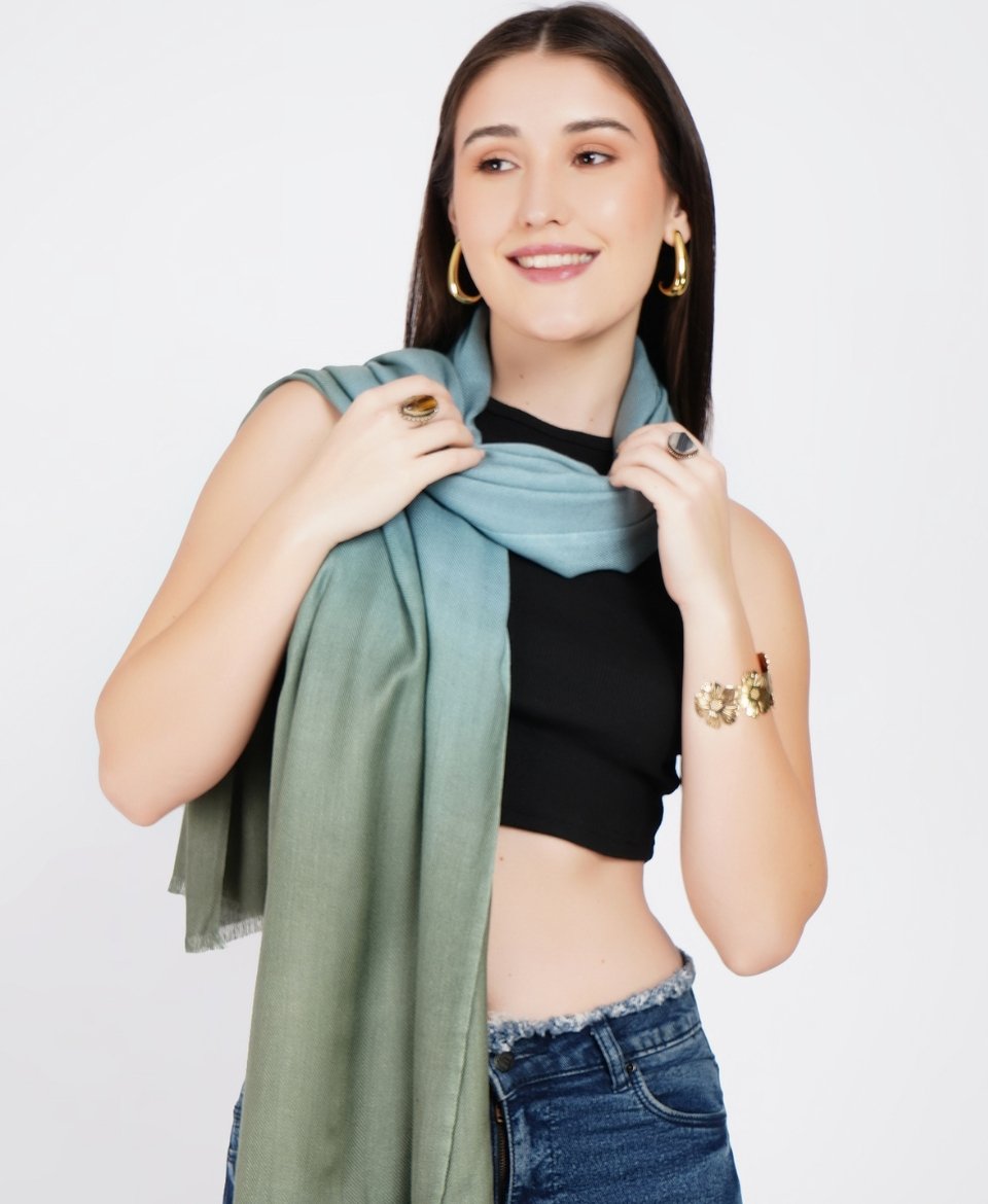 Aqua Mist To Olive Ombre Scarf - Image 4