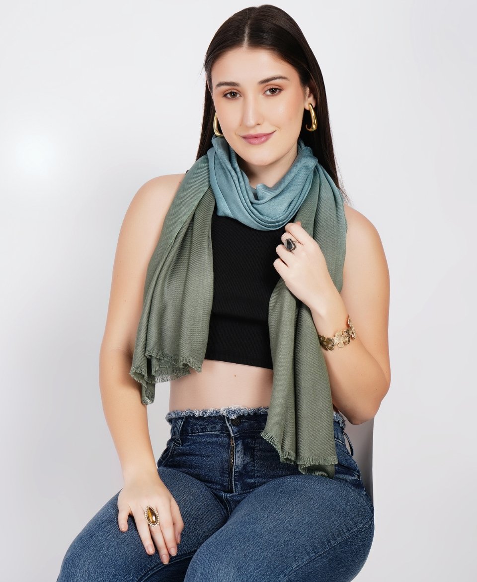 Aqua Mist To Olive Ombre Scarf - Image 5