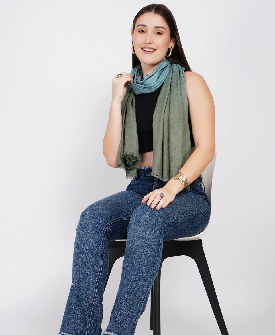 Aqua Mist To Olive Ombre Scarf - Image 6